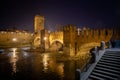 Verona, Italy Ã¢â¬â March 2019. Castelvecchio Bridge, Brick & marble bridge with 3 spans & arches, built in the 14th century &